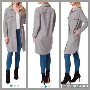 Jessica Simpson NWT Romi long gray flannel button up sz Medium 20” p2p